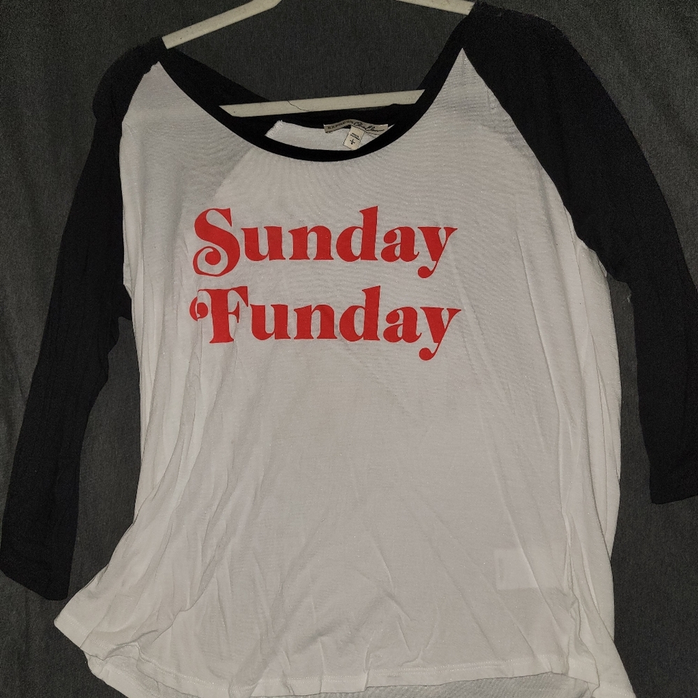Express Sunday Funday 3/4 Sleeve T-Shirt - Large - White/Black